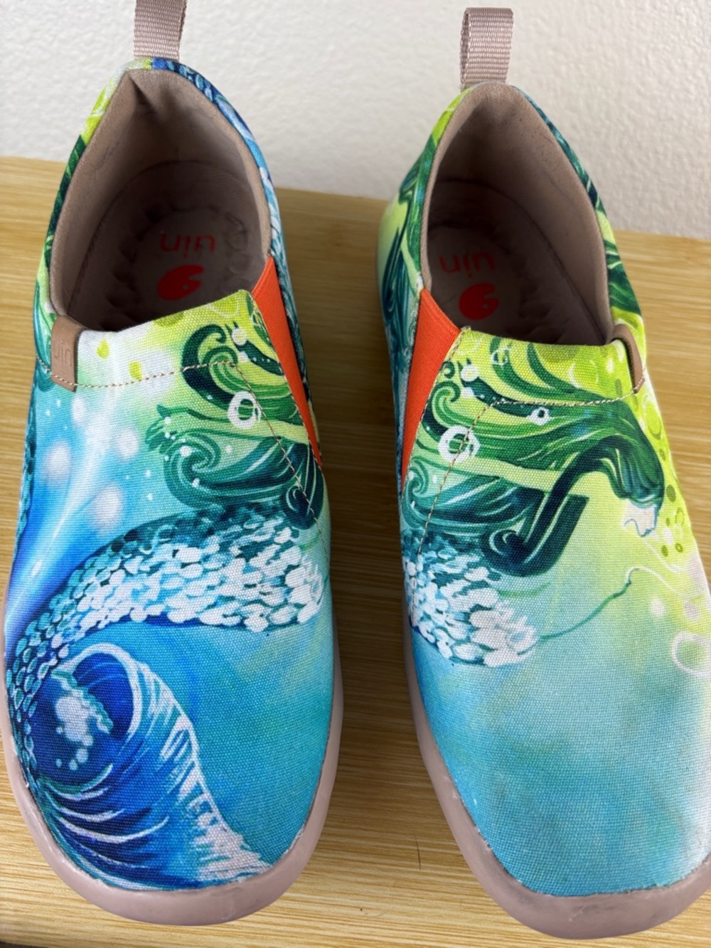 UIN Colorful Mermaid Ocean Canvas Shoes Women's Size 8